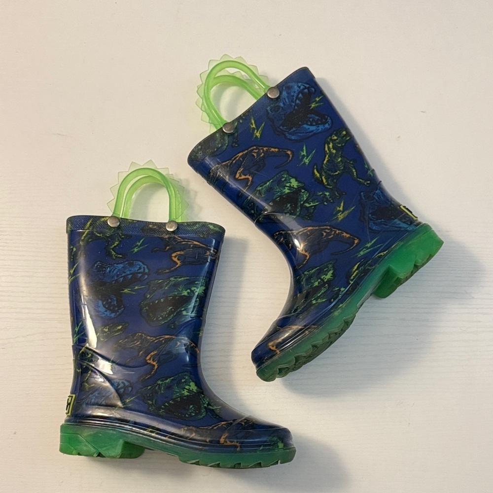 Western Chief Blue Dinosaur Kids Rain Boots